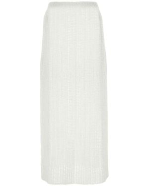 Ferragamo Rokken ,Wit ,Katoen Cotton Maxi Rok