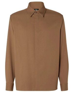 Fendi Braunes Wollhemd Hergestellt