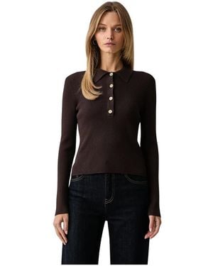 Michael Kors Polo Met Lange Mouwen En Knoopsluiting - Zwart