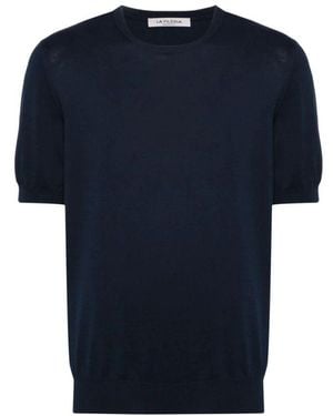 La Fileria Dunkelblaues baumwollstrick t-shirt