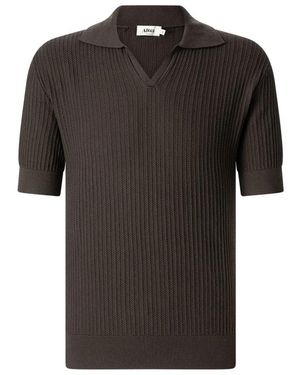 Altea Tops ,Bruin ,Katoen Cable Knit Polo - Zwart