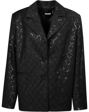 ROTATE BIRGER CHRISTENSEN Zwarte Pailletten Lange Mouw Blazer