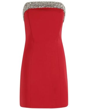 Amen Rode Crepe Jurk Met Juweelborduursel - Rood