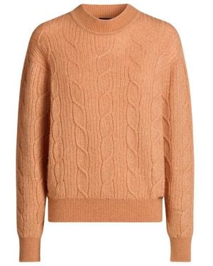 Kiton Truien & Vesten ,Roze ,Fijn Gebreid Trui Met Ronde Hals - Oranje