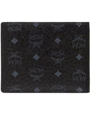 MCM Accessoires ,Zwart ,Leer Bifold Portemonnee Met Verwijderbare Kaarthouder