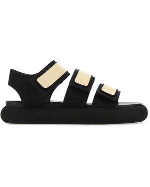 Neous Zweifarbige Stoff und Leder-Oktans Sandalen - Schwarz