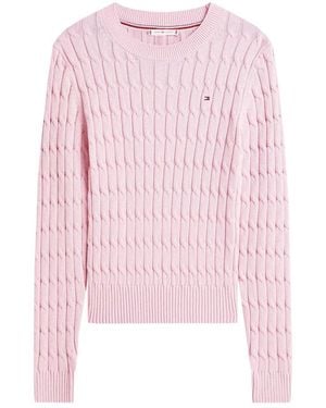 Tommy Hilfiger Cable Knit Crewneck Sweater - Pink