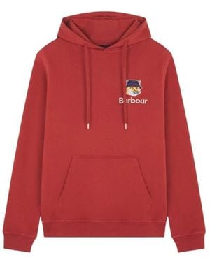 Barbour X Maison Kitsuné Fox Head Hoodie Burnt Cotton - Red