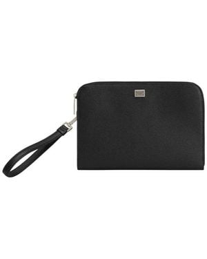 Dolce & Gabbana Schwarze Leder Reißverschlusstasche