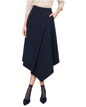 Kocca Rokken ,Blauw ,Leer Midi Wikkelrok
