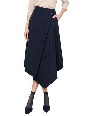 Kocca Rokken ,Blauw ,Leer Midi Wikkelrok