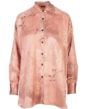 Kiton Overhemden ,Roze ,Satijn Bloemenprint Shirt