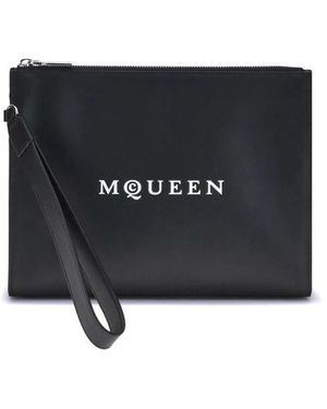 McQueen Lederbeutel Mit Signaturdruck - Schwarz