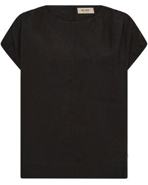 Mos Mosh Elegante Schwarze Bluse Mit Falten