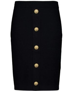 Balmain Coin-Button Midi Rok - Blauw