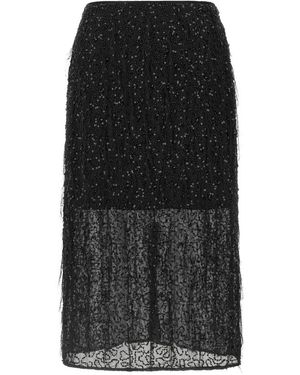 Twinset Rokken ,Zwart ,Polyester Sequin-Embellished Midi Rok
