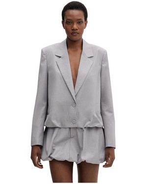 Isabelle Blanche Bubble-Hem Blazer - Grijs