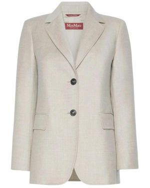 Max Mara Blazer Van Wolflanel Met Één Rij Knopen - Grijs