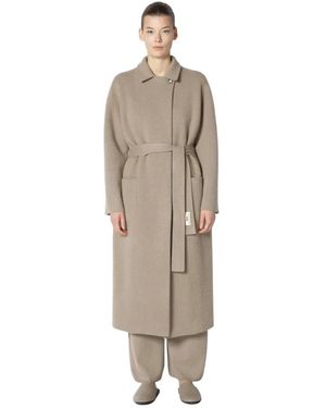 SMINFINITY Doubleface Maxi-Jas Met Ceintuur - Naturel