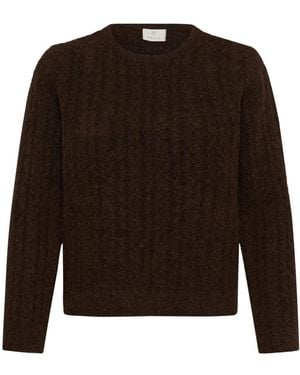 Kaffe Gebreide Trui Met Ronde Hals - Bruin