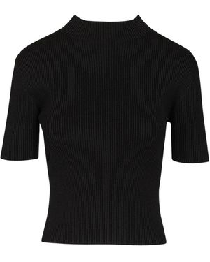 CFCL Tops ,Zwart ,Polyester Portrait Lucent Short Sleeve Top