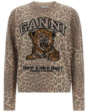 Ganni Round-Neck Knitwear - Gris