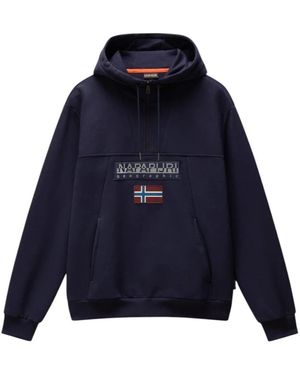 Napapijri Hoodies & Sweatvesten ,Blauw ,Katoen Burgee Hoodie