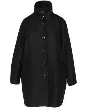 Sessun Gerader Mittellanger Mantel - Schwarz