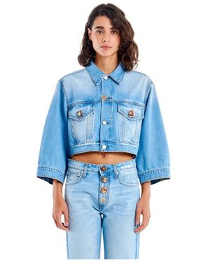 ViCOLO Giubbino Denim Con Bottoni Gioiello - Blau