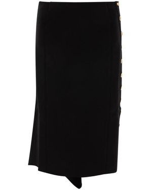 Givenchy Zwarte Uitlopende Midi Rok Gouden Knopen