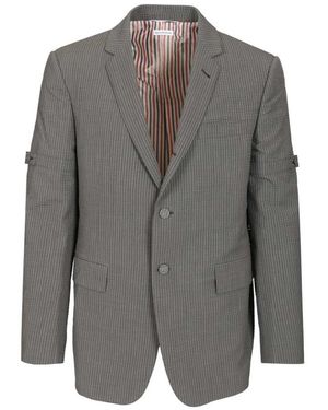 Thom Browne Wollen Seersucker Tennis Embroidery Sportjas - Grijs