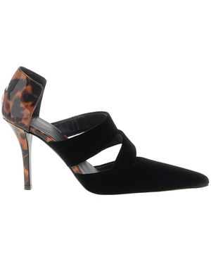 Balmain Schoenen ,Zwart ,Leer Pumps Van Fluweel En Geprint Lakleer