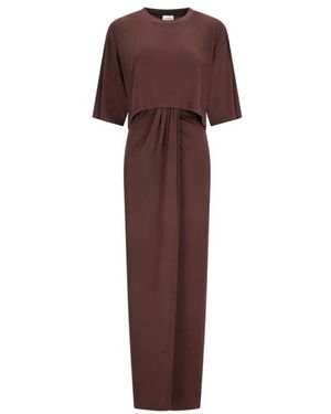 ANDAMANE Kleedjes ,Bruin ,Polyester Anja Maxi T-Shirt Jurk Met Cut-Out