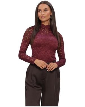 Y.A.S Tops ,Rood ,Nylon Lacey Ls Lace Top