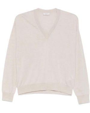 Peserico V-Hals Top Met Lange Mouwen - Wit