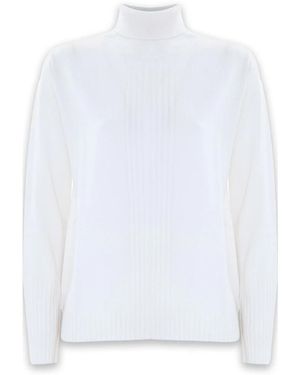Kocca Eleganter Gerippter Rollkragenpullover - Weiß