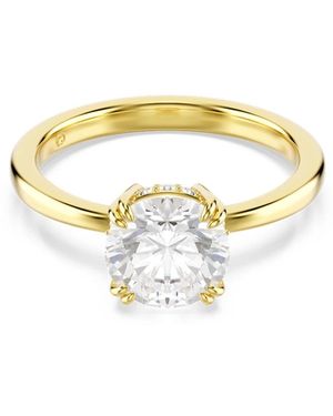 Swarovski Accessoires ,Geel ,Kristal Gouden Ring Elegante Moderne Stijl - Metallic
