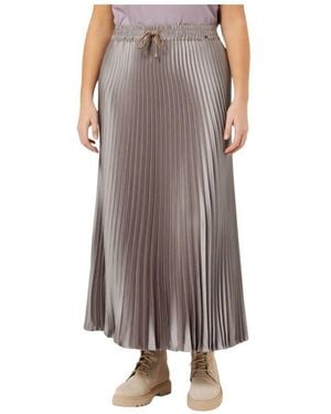 Marina Rinaldi Plissierter maxi-rock mit elastischem bund - Braun