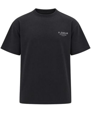 flâneur Ribgebreide Ronde Hals - Zwart