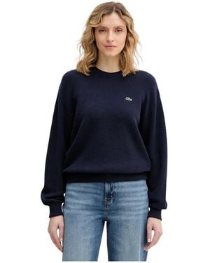 Lacoste Relaxed Fit Katoenen Ronde Hals Trui - Blauw