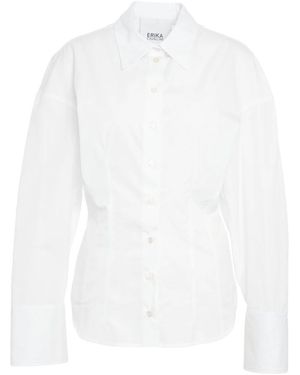Erika Cavallini Semi Couture Weiße Gemma Bluse Eleganter Moderner Stil