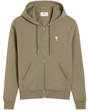 Ami Paris Ami De Coeur Zipped Hoodie - Groen