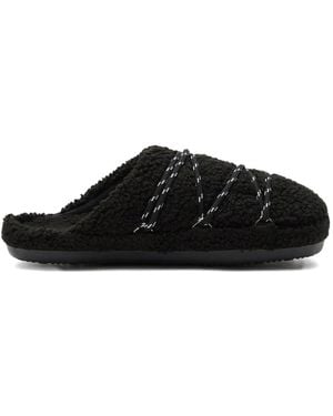 Moon Boot Teddy Schnür-Hausschuhe - Schwarz