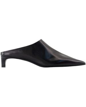 Jil Sander Zwarte Leren Puntige Neus Instap Sandalen