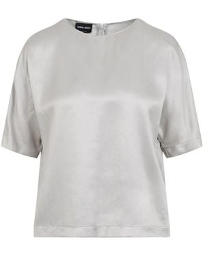 Giorgio Armani Grijze Crewneck Blouse Rits Sluiting - Grijs