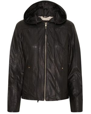 Btfcph Jassen ,Zwart ,Leer Zachte Biker Jacket Met Capuchon