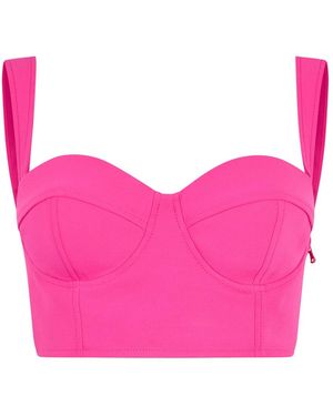 Moschino Tops ,Roze ,Cropped Top Met Hartvormige Halslijn