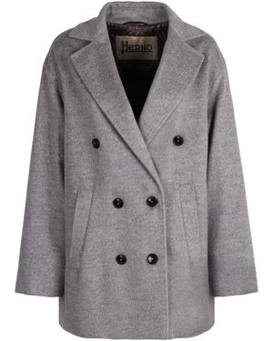 Herno Double-Breasted Coats - Grey