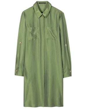 Luisa Cerano Seiden- Und Viskose-Hemdblusenkleid Mit Verdecktem Verschluss - Grün
