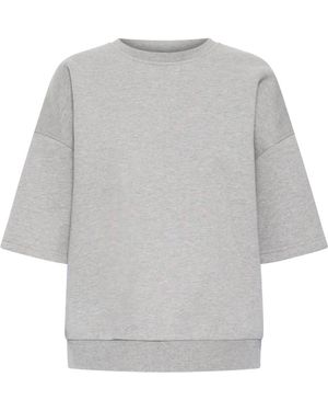 Ichi Hoodies & Sweatvesten ,Grijs ,Leer Sweatshirt